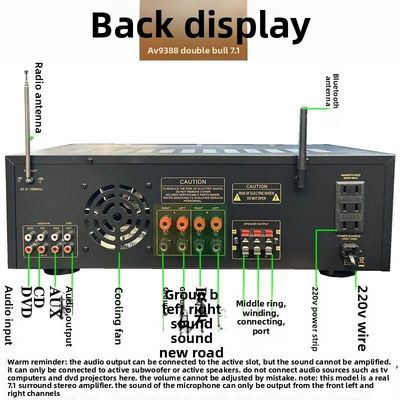 AV-9388BT/AV-999BT 2200W/1200W Professioneller 7-Kanal BT-Funkverstärker High-Fidelity Heimkino 7.1 Lautsprechersystem Metall