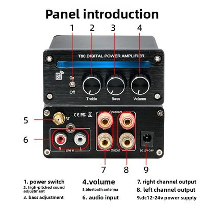 2.0 Kanal 2*100W BT 5.0 RGB Licht Einstellbar Höhen Bass High-Power Linearverstärker Neu Digital Stereo Home Mini Hifi