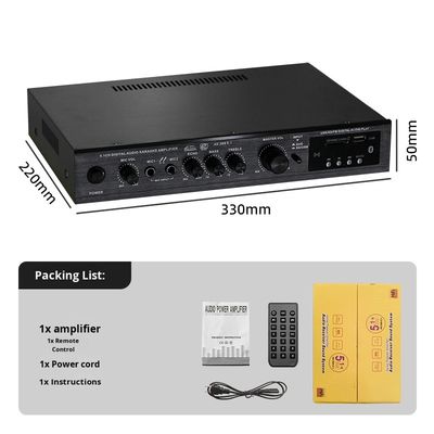 5.1-Kanal 120W*2+25W*3 HIFI-Leistungsverstärker mit optischem und koaxialem Eingang, BT 5.0, Super Bass, für Heimkino, Karaoke-Party
