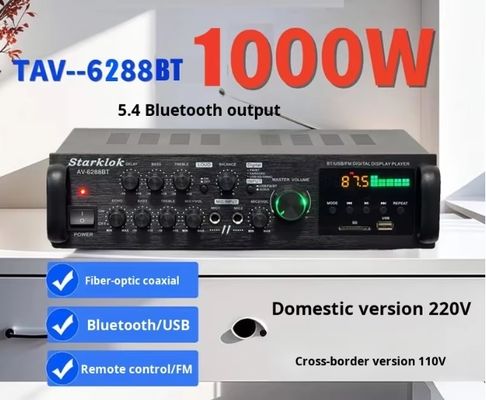 AV-6288BT 1000W 2*500W High Fidelity Karaoke Verstärker Dual-Use 12V/220V AC/DC BT Wireless Kunststoffmaterial