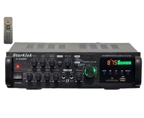 AV-6288BT 1000W 2*500W High Fidelity Karaoke Verstärker Dual-Use 12V/220V AC/DC BT Wireless Kunststoffmaterial