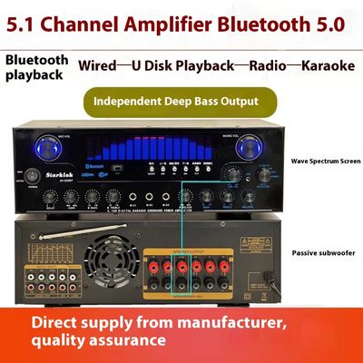 AV-555BT Professioneller 5.1-Kanal Dynamic Spectrum Verstärker 600W Hochleistungs-Heim-Subwoofer mit Metallkonstruktion