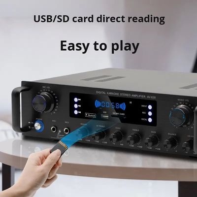 AV-628 Professionelle 5.1 Kanal 600W Home Koaxal Subwoofer Verstärker Hochleistungsmodell BT Glasfaserempfänger Grenzüberschreitend