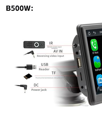 Creatall 7-Zoll Portable Wireless CarPlay MP5-Player für Bluetooth Neue grenzüberschreitende Multimedia-Karte Schlitze Kopfteil unterstützt WAV