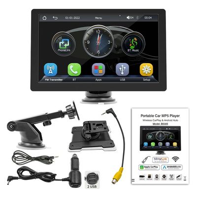 Creatall 9-Zoll Tragbarer High-Definition MP5-Player Großbildschirm Anzeige Wired/Wireless Carplay für Bluetooth Armaturenbrett 1 Jahr