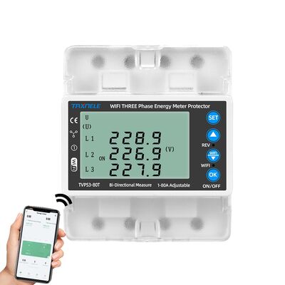RMshebei Tuya App-Control Smart Breaker 3-Phase WiFi PV Energy Monitoring 80-380V Auto Reset AC Voltage Imbalance Detection for