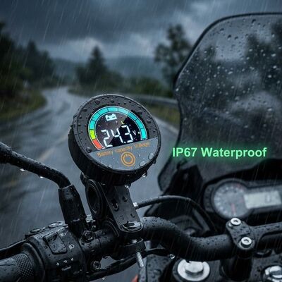Waterproof Round LCD Battery Indicator 8-100V DC Power Meter for Lead Acid Lithium EV Golf Cart - Low Voltage Alarm OEM