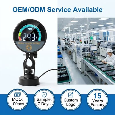 Waterproof Round LCD Battery Indicator 8-100V DC Power Meter for Lead Acid Lithium EV Golf Cart - Low Voltage Alarm OEM