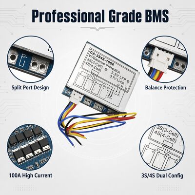 3S 4S 100A Lithium Battery Protection Board BMS with Balanced Charging for 12.6V 16.8V Li-ion Battery Pack