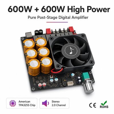 600W+600W Dual TPA3255 Verstärker Board Lüfterkühlung Klasse D Stereo Verstärker Board DC18-50V